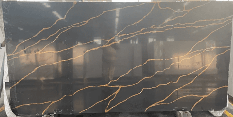 Black Quartz with Gold Veins Kitchen Worktop – Supply, Fabrication & Installation